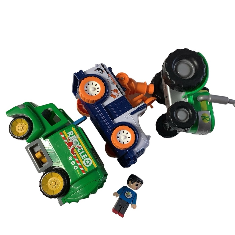 Lot 3 Ryan’s World Toy Trucks and Figure See Photos
